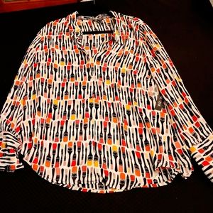 Nic+Zoe ▪︎ NWT ▪︎ Multi Paintbrushes Button-up, Long-sleeve Blouse ▪︎ XL